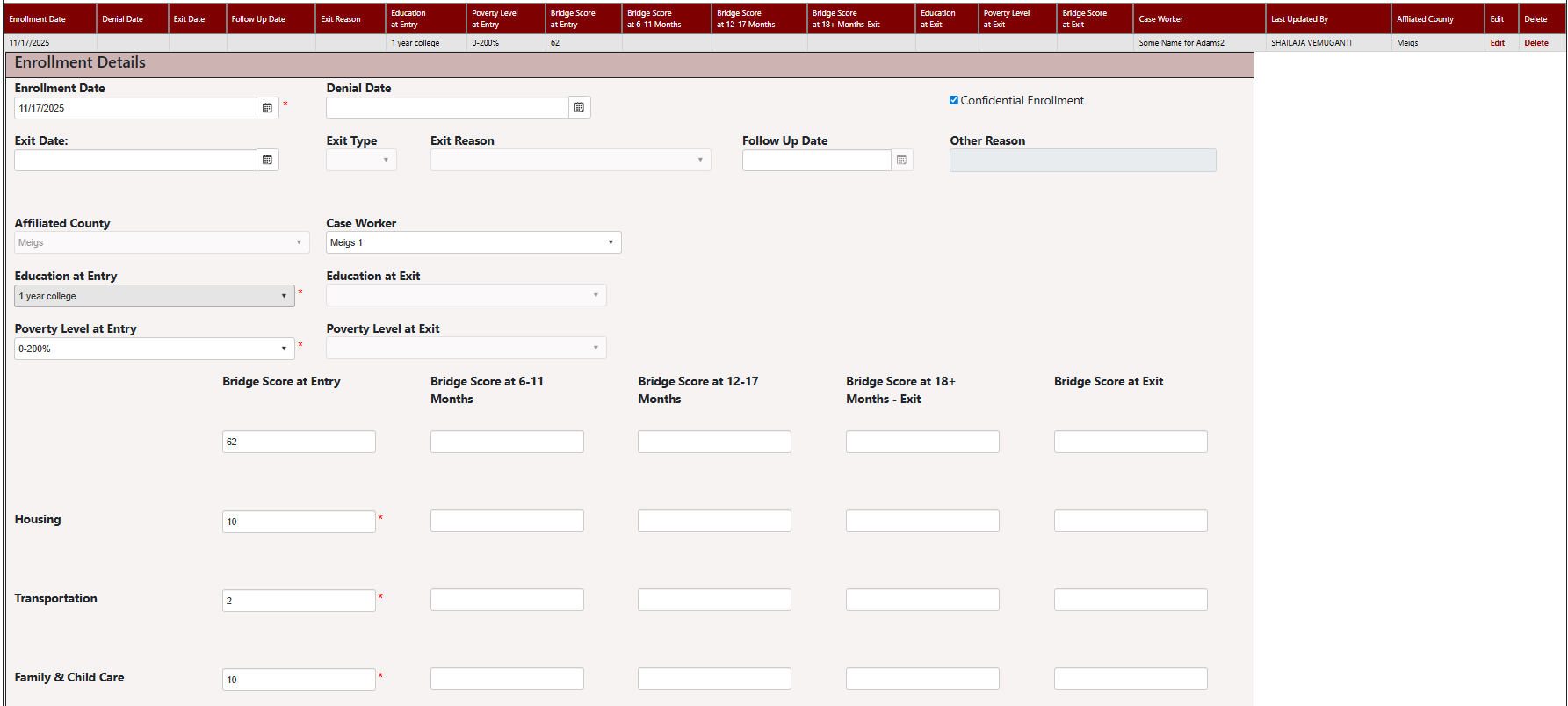 Edit Enrollment image
